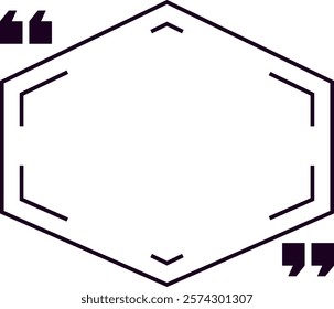 Quotation marks framing a hexagonal empty space, suggesting the act of quoting text and citing a paragraph, while providing ample copy space for creative expression
