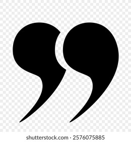 The quotation marks are highlighted in black on a transparent background. A speech bubble in the header, a checkmark or a checkbox, and quote icons in the comments. Vector EPS 10.