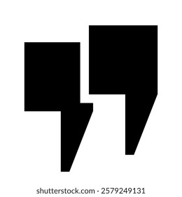 The quotation marks are highlighted in black on a white background. Quoting signs in the title, square check marks, and quote icons in the comments. Vector EPS 10.