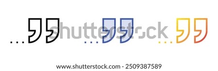 quotation marks icon. Linear, Blue Fill and Gradient Style Design Isolated On White Background