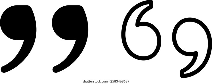 Quotation Marks Icon Sign – Punctuation and Typography Vector Symbol Set