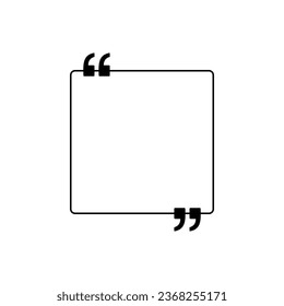 Símbolo de icono Marcas de cotización, que puede utilizarse para el espacio de comillas, texto, título, voz, consejo, memorándum, poesía o elemento de diseño gráfico. Ilustración vectorial