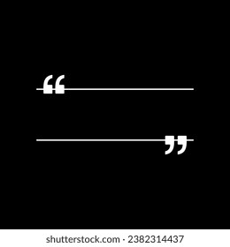 Quotation Marks Icon Symbol, can use for space for Quote, Text, Tittle, Speech, Advice, Memo, Poetry, or Graphic Design Element. Vector Illustration
