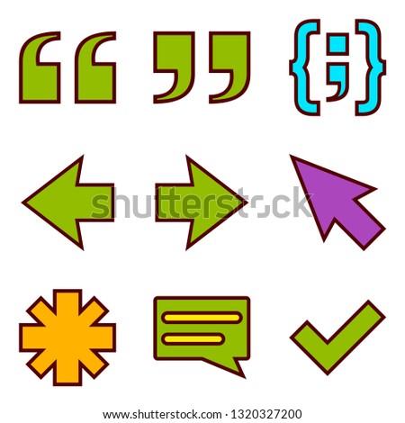 Quotation Marks, Pointer Arrows and Chat Bubble