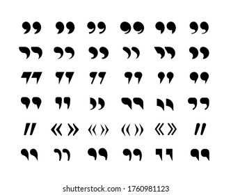 Quotation marks set. Black quotation marks creative inverted geometric design white background information comment graphic dialogue discussion icon. Symbol vector style.