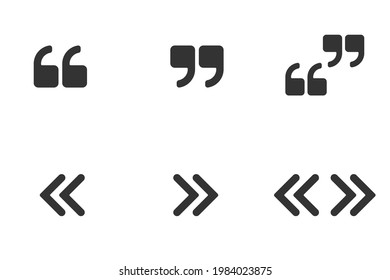 Quotation marks set. Black quotation marks creative inverted geometric design white background information comment graphic dialogue discussion icon. Symbol vector style.