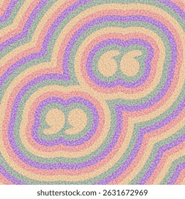 Quotation marks in soft pastel tones with layered ripple pattern. Vector illustration with a retro abstract design.