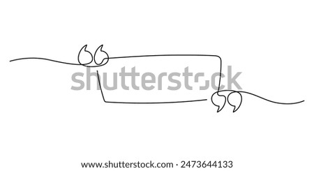 Quotation marks with space for text in a continuous one-stroke pattern. One continuous line of paw prints. Vector illustration