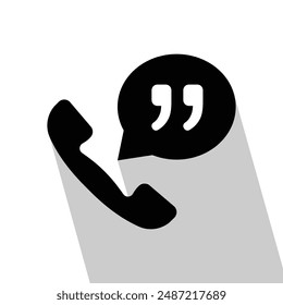 comillas, burbuja de voz, ícono de auricular, teléfono o teléfono, Ilustración vectorial 