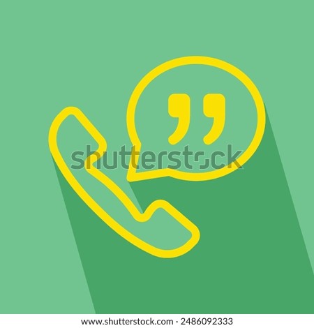 quotation marks, speach bubble, handset icon, phone or telephone, vector illustration 