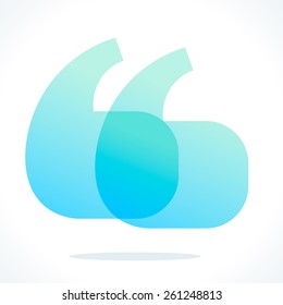 Quotation marks symbol. Green, turquoise, blue color gradient design elements