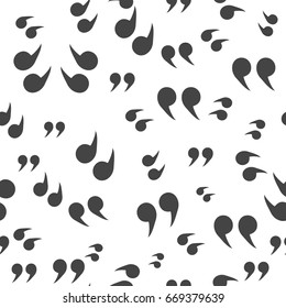 Quotation marks symbol seamless pattern, isolated on white background. Vector illustration, easy to edit.