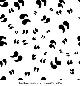 Quotation Marks Symbol Seamless Pattern, Isolated On White Background. Vector Illustration, Easy To Edit.