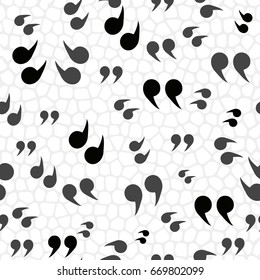 Quotation marks symbol seamless pattern, isolated on white background. Vector illustration, easy to edit.