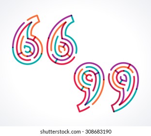 Quotation marks symbol. Transparent overlapping colorful linear vector labyrinth 