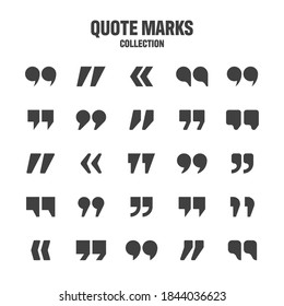 Quotation Marks Vector Collection. Black Quotes Icon. Speech Mark Symbol.