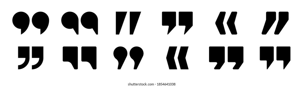 Quotation marks vector collection. Black quotes icon. Speech mark symbol.