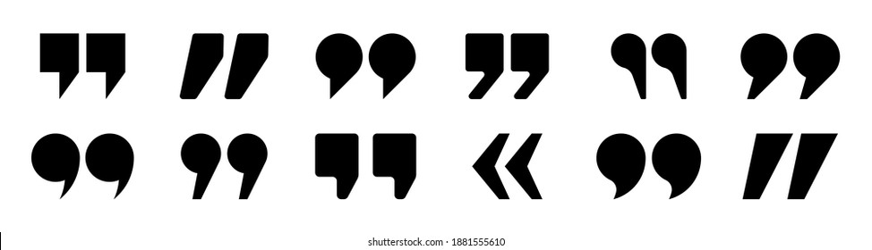 Quotation Marks Vector Collection. Black Quotes Icon. Speech Mark Symbol.