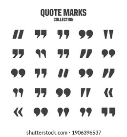 Quotation marks vector collection. Black quotes icon. Speech mark symbol.