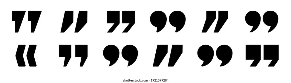 Quotation marks vector collection. Black quotes icon. Speech mark symbol.