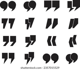 Quotation marks vector collection. Black quotes icon. Speech mark symbol