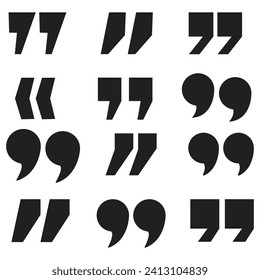 Quotation marks vector collection. Black quotes icon. Speech mark symbol.