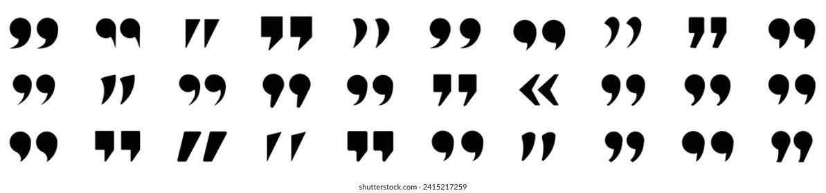 Quotation marks vector collection. Black quotes icon. Speech mark symbol.Talk bubble speech icon. Black quotes icon. Vector illustration. 