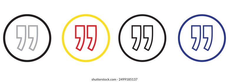 Quotation marks vector collection. Black quotes icon. Speech mark symbol.