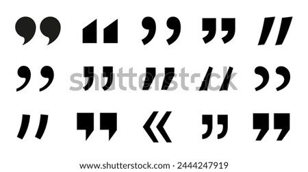 Quotation marks vector collection. Black quotes icon. Speech mark symbol. Quote graphic design collection with double comma for comment or punctuation mark. Vector illustration