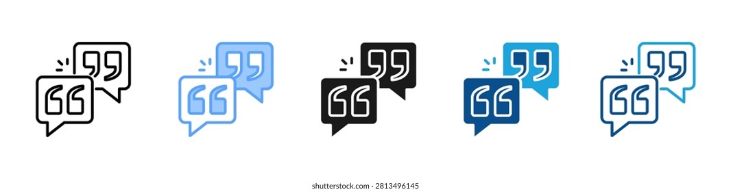 Quotation Marks web icon with multiple style collection