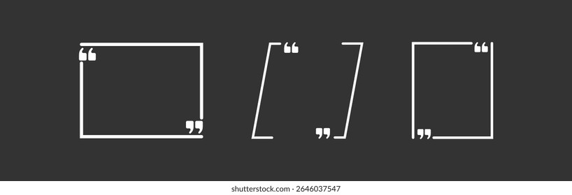 Quotation paragraph icon. Speech bubble, blank frame for citation symbol