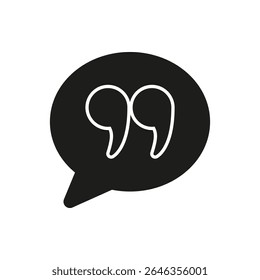 Quotation Speech Bubble Solid Icon. Communication, Dialogue, And Quotation Mark Silhouette Symbol. Messaging And Conversation. Isolated Vector Illustration.