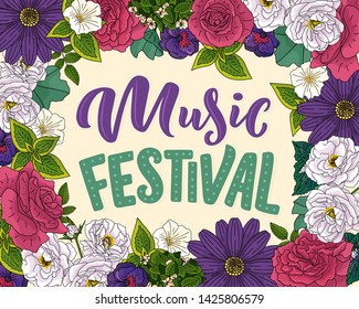 Quote about music. Hand drawn vintage illustration with hand drawn lettering. Phrase for print on t-shirts and bags, stationary or as a poster.
