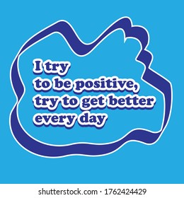 Quote about try to get better every day. Vector with blue background.
