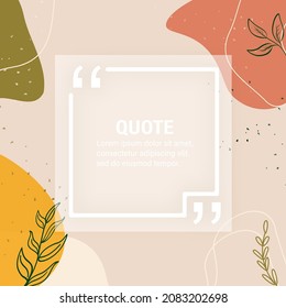 Quote abstract background. Social media design concept. Vector concept. Cream color. Abstract minimal design. Frame template. Circle triangle.