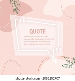 Quote abstract background. Social media design concept. Vector concept. Cream color. Abstract minimal design. Frame template. Circle triangle.