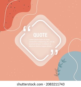 Quote abstract background. Social media design concept. Vector concept. Cream color. Abstract minimal design. Frame template. Circle triangle.