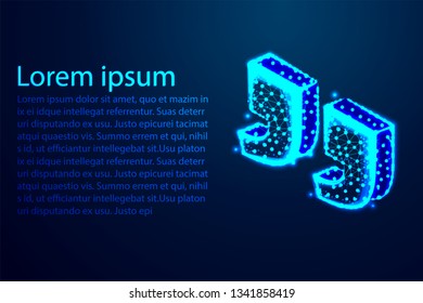 Quote, Abstract low poly, Triangle, dot, line, polygon. Shine blue background, Vector illustration