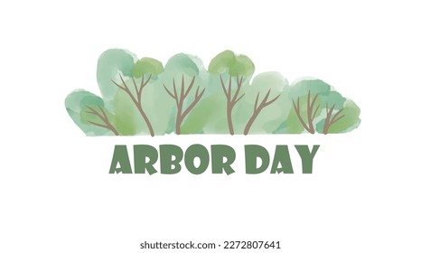 quote Arbor Day with trees ecology lettering badge