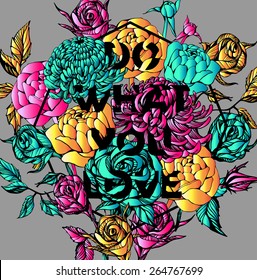 Quote Background with beautiful flowers. Typography background. Decorative floral elements