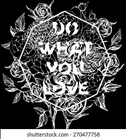 Quote Background with beautiful flowers. Typography background. Decorative floral elements