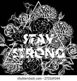 Quote Background with beautiful flowers. Typography background. Decorative floral elements
