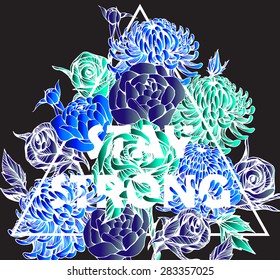 Quote Background with beautiful flowers. Typography background. Decorative floral elements