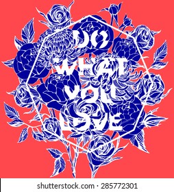 Quote Background with beautiful flowers. Typography background. Decorative floral elements