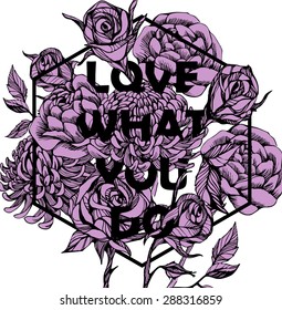 Quote Background with beautiful flowers. Typography background. Decorative floral elements