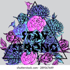 Quote Background with beautiful flowers. Typography background. Decorative floral elements
