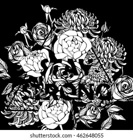Quote Background with beautiful flowers. Typography background. Decorative floral elements