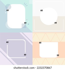 Quote background pastel aestetic feed social media vector editable Remark Quotes Template box blue purple cream grey motif Bubble Template Vector Set post design frame blank copy space banner modern