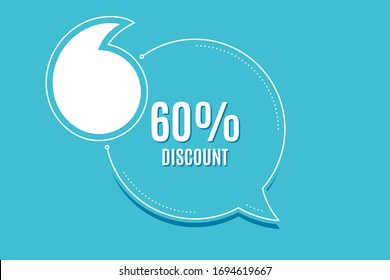 Cartel de cita con texto. Descuento del 60%. Señal de precio de oferta de venta. Símbolo de oferta especial. Plantilla de presupuesto de texto. Diseño creativo de comillas. Declaración de repetición. Vector