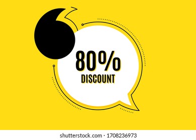 Quote banner with text. 80% Discount. Sale offer price sign. Special offer symbol. Texting quote template. Creative quotation marks design. Repetition statement. Vector